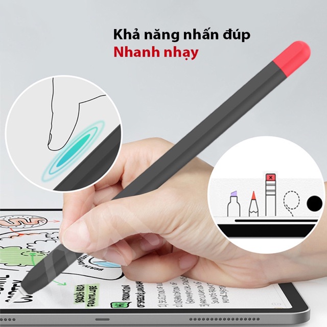 Ốp case Apple Pencil 2 AHA STYLE bao bọc bút silicon, vỏ kiểu bút chì - Loại cao cấp (AP02)