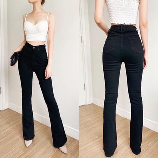 Quần jeans nữ loe đen dáng dài