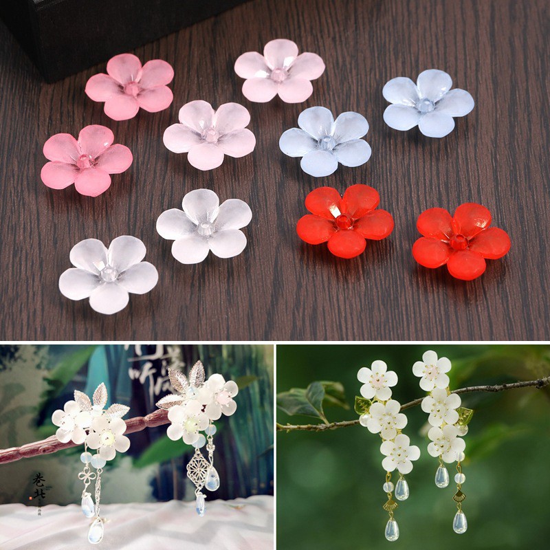 5 hoa nhựa cánh mờ 22mm nguyên liệu làm trâm làm trang sức cổ trang