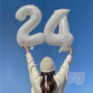 Bóng số tuổi sinh nhật màu trắng sữa size to 70cm 32 inch, cỡ lớn dùng trang trí thôi nôi, chụp ảnh
