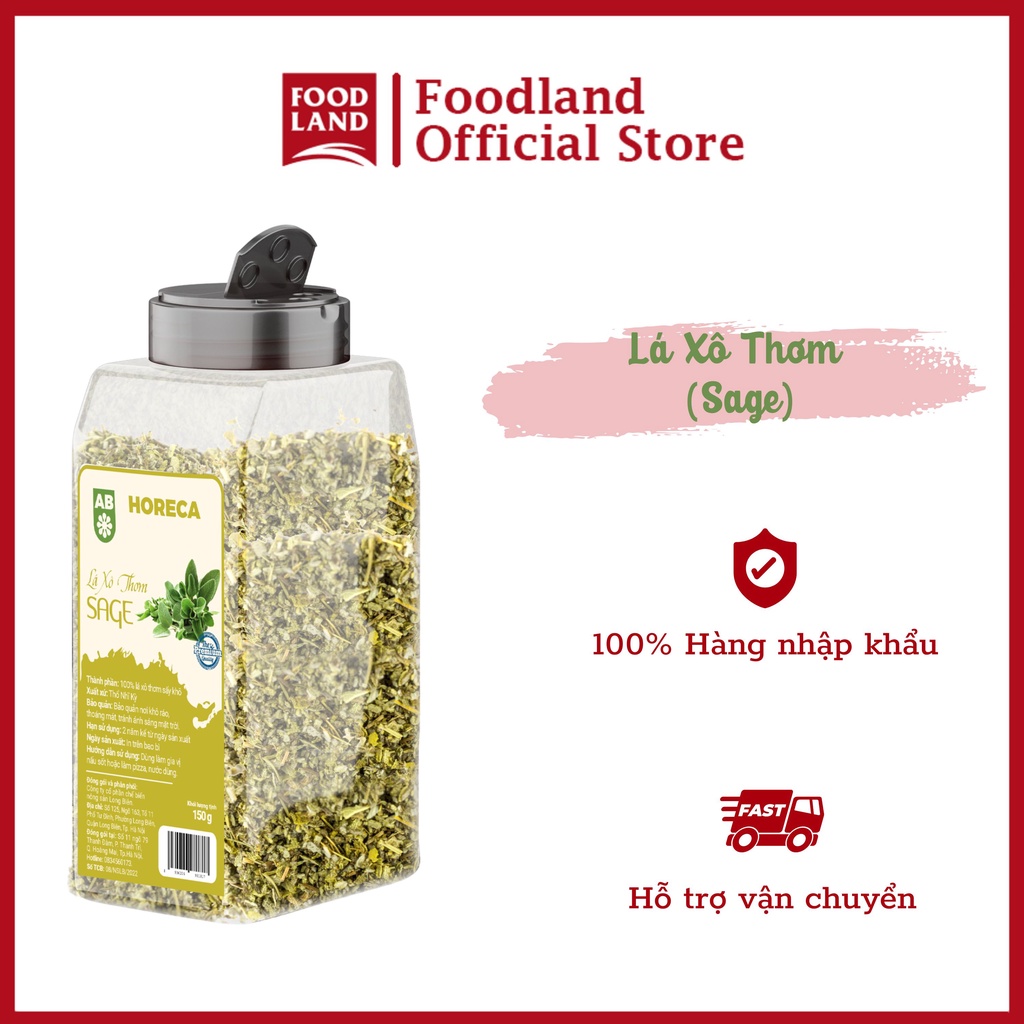 Lá xô thơm (Sage) AB 150G - pha đồ uống, làm trà thảo mộc - Foodland