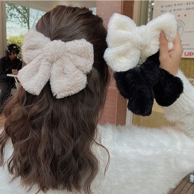 Kẹp Tóc Nơ Lông Nhung Nhiều Màu Sắc Thời Trang Cho Nữ