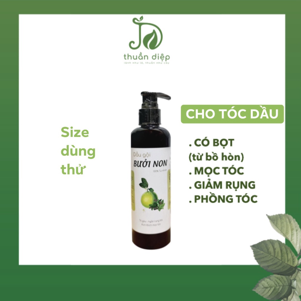 Dầu gội bưởi giảm rụng tóc, mọc tóc nhanh Thuần Diệp thiên nhiên từ tinh dầu vỏ bưởi non handmade [250ml]