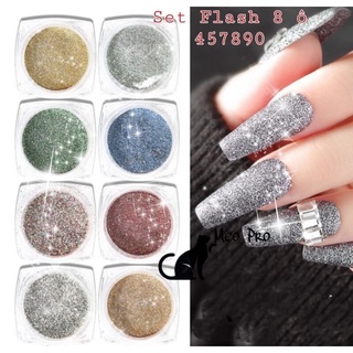 kim tuyến Flash 8 ô trang trí móng