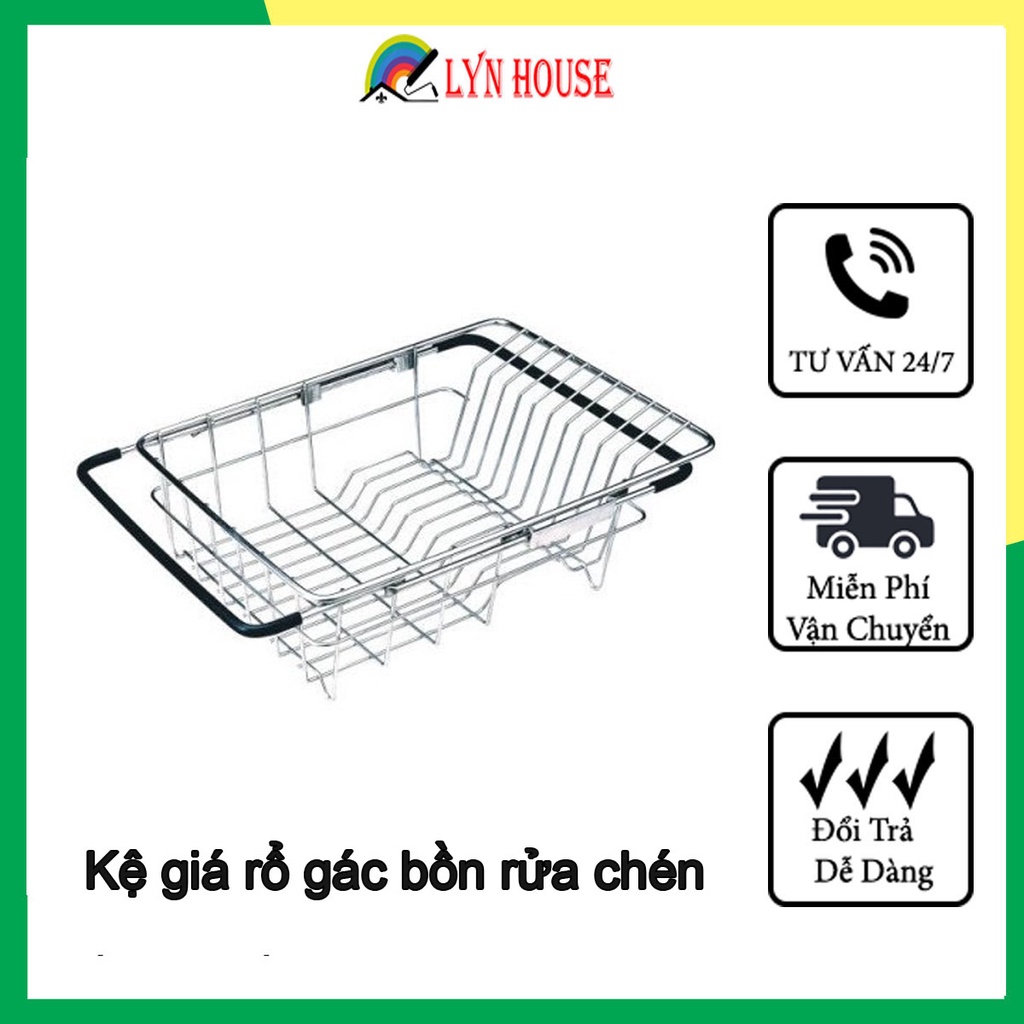 Kệ giá rổ gác bồn rửa chén bát đĩa inox 304 loại dày - rổ gác bồn rửa chén đa năng tiện lợi