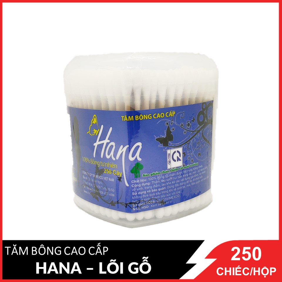 Tăm bông Hana hộp hình trái tim - 250 c (lõi gỗ)