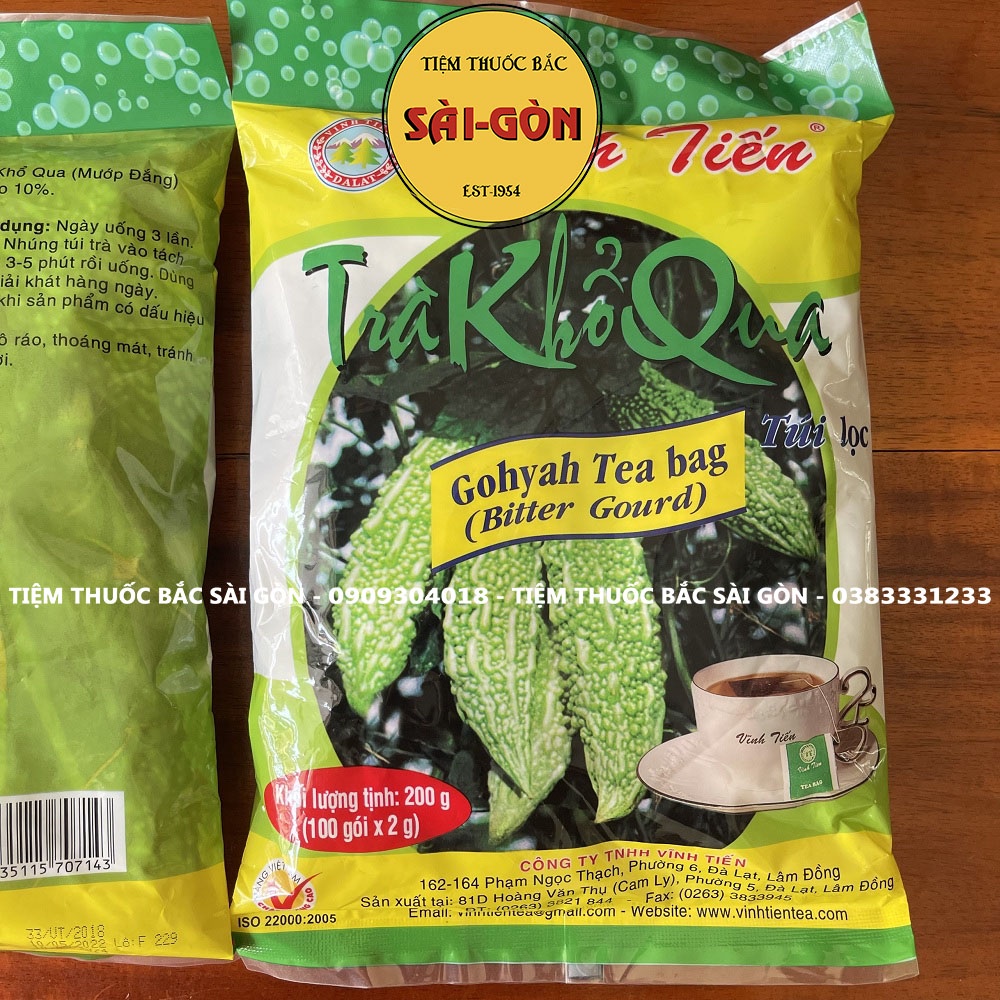 Trà Khổ Qua Vĩnh Tiến 100 Túi Lọc - Tiệm Thuốc Bắc Sài Gòn (Mẫu mới, date mới)