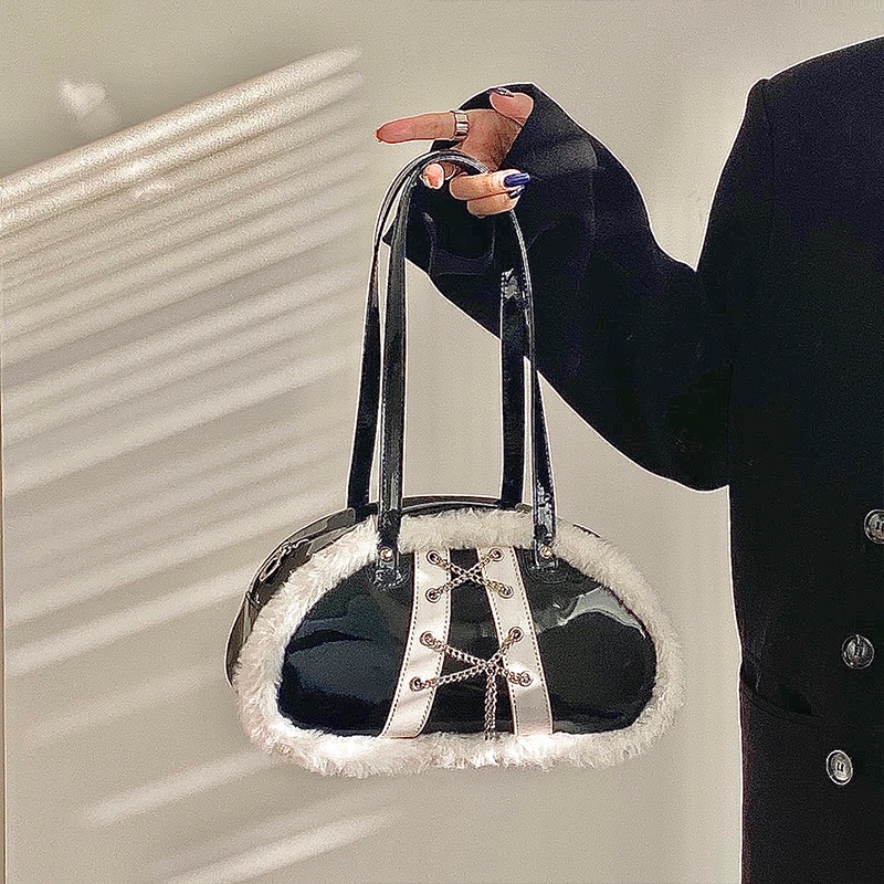 (Có sẵn) Túi da bóng phong cách retro Pháp đeo vai sang chảnh
