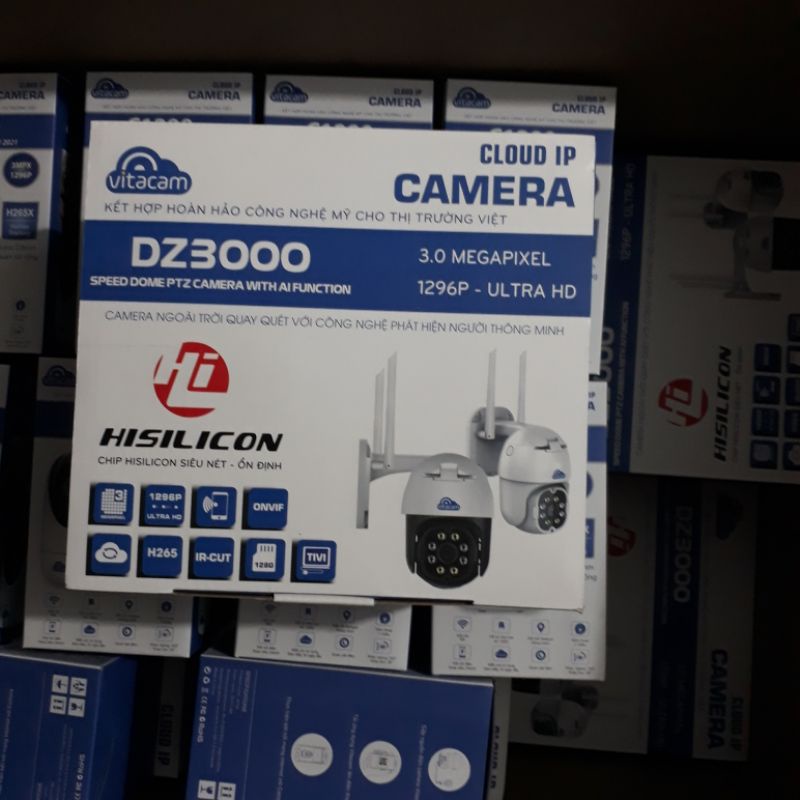 Camera Ip Wifi Ngoài Trời PTZ VITACAM DZ3000 - 3.0Mpx 1296P Ultra HD Siêu Nét - Xoay 360 - Chính Hãng Bảo Hành 24 Tháng | WebRaoVat - webraovat.net.vn