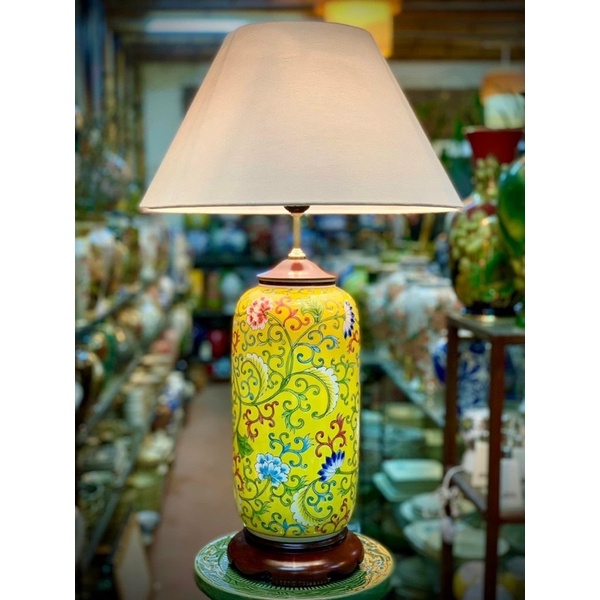 ĐÈN PHÒNG NGỦ ĐẸP VẼ THỦ CÔNG GỐM SỨ BÁT TRÀNG .