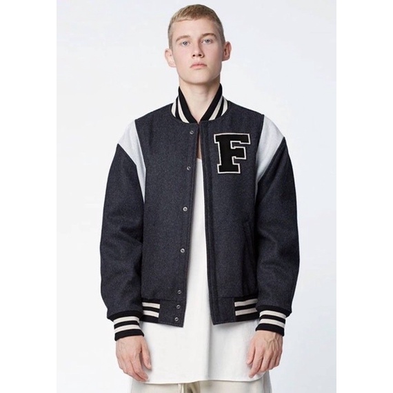 ⚡️⚡️Áo khoác FEAR OF GOD X PACSUN  WOOL VARSITY JACKET/ VARSITY FOG