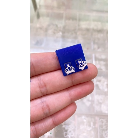 Bông tai vương miện nạm đá nhỏ xinh ,chuẩn bạc ta (ảnh thật)