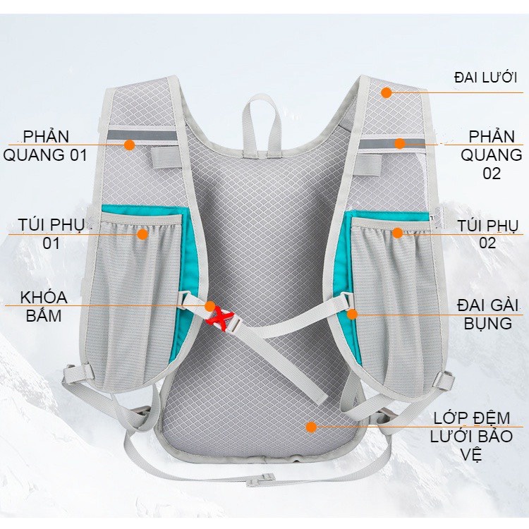 Balo chạy bộ Marathon - Leo núi -  Đạp xe - NEW THE WAY 2052 - Vest nước chạy bộ