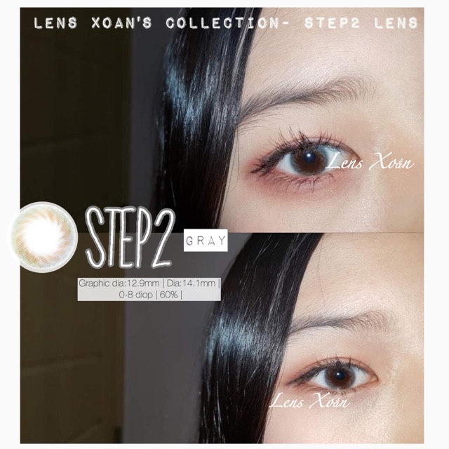 KÍNH ÁP TRÒNG STEP2 GRAY CỦA LENS ME ( 6 THÁNG): Lens xám vân xoáy trong veo siêu tự nhiên | Lens Xoắn (GIÁ 1 CHIẾC)