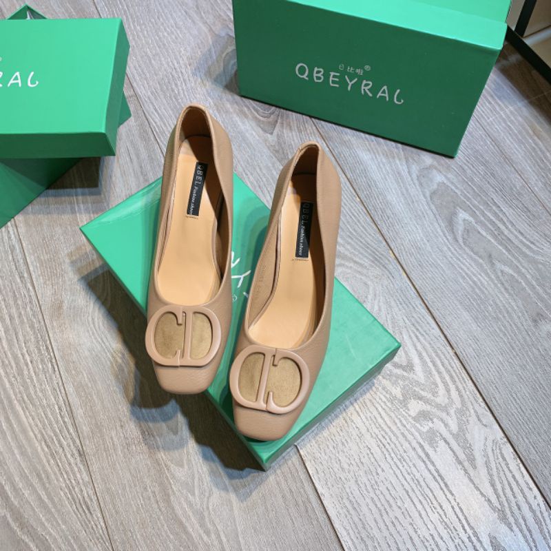 X(ẢNH THẬT) Giày Cao Gót Vuông 6p Khoá CD Da Thật Siêu Mềm QBEY Fullbox Cao Cấp