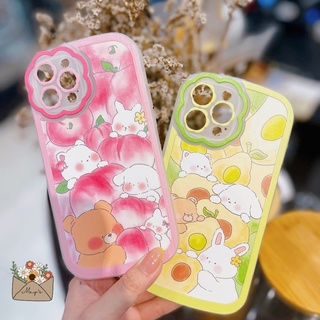 Ốp lưng iPhone nhựa dẻo trong suốt hình Thỏ Trái Cây, có kính bảo vệ camera cho iPhone 12, 13, Pro, Pro Max