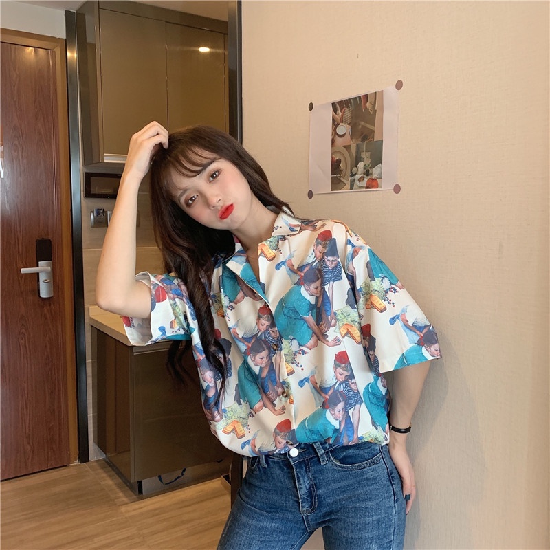NRVP Áo Sơ Mi Dáng Rộng Thời Trang Hàn Quốc Cá Tính Cho Nữ