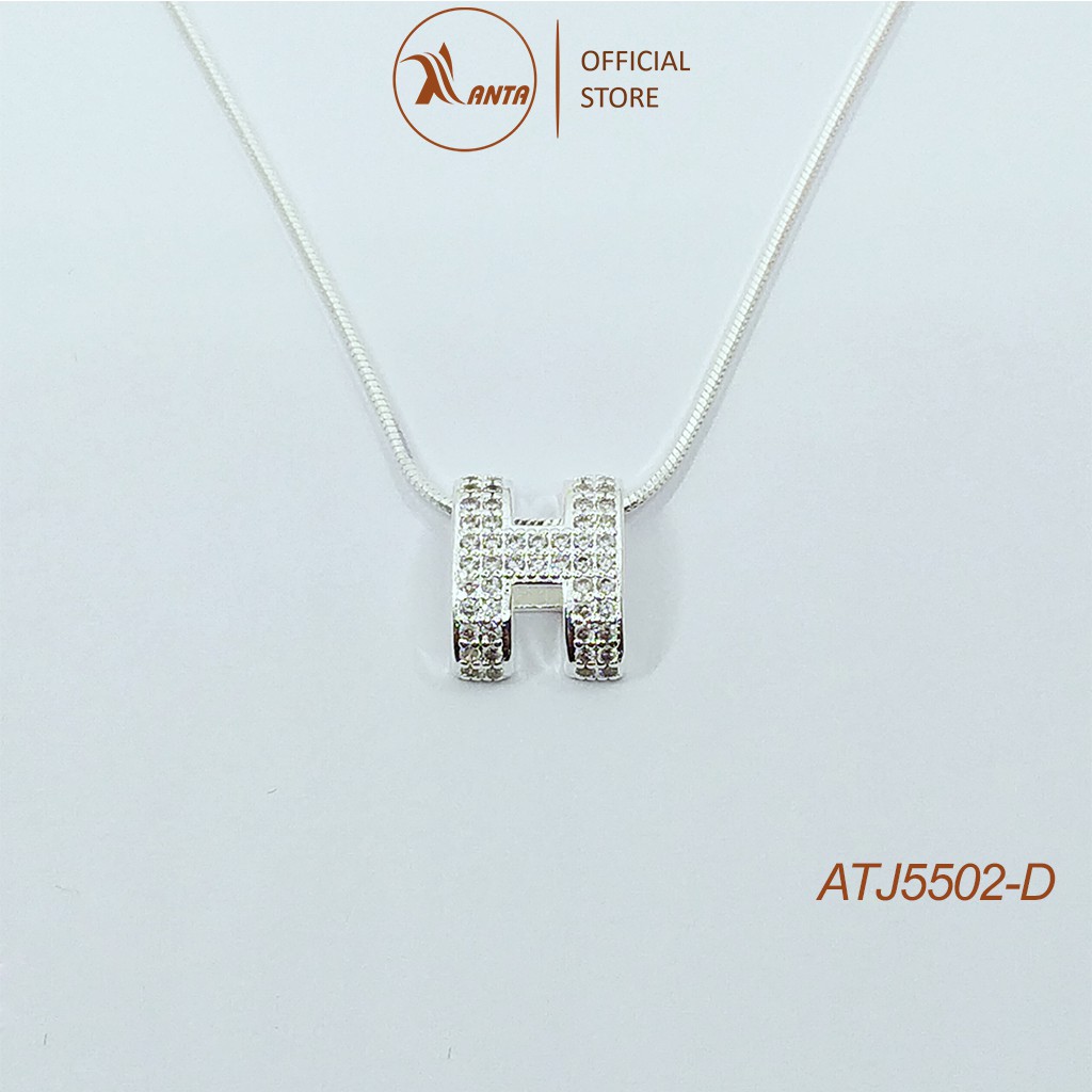 Dây chuyền bạc Ý 925 mặt chữ H cao cấp đính đá pha lê sang trọng ANTA Jewlery - ATJ5502-D