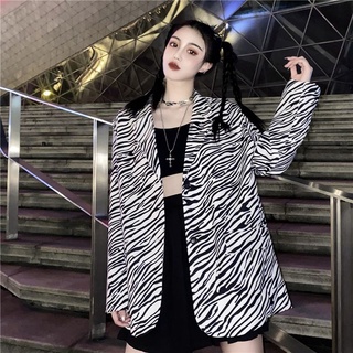 Áo Khoác Blazer Họa Tiết Ngựa Vằn Phong Cách Hàn Quốc Cho Nữ