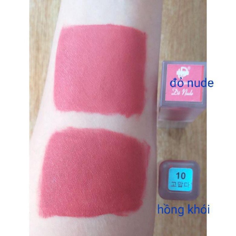 Son kem lì màu 10 hồng khói Dolly super matte, son kem lì không chì bền màu lâu trôi, mua 2 cây tặng 1 hộp đựng cao cấp