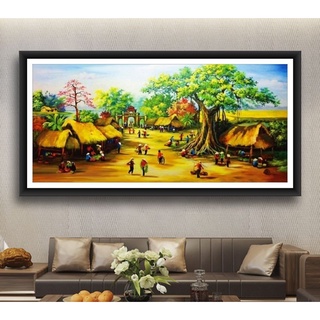Tranh đính đá chợ quê vs241-120x60cm