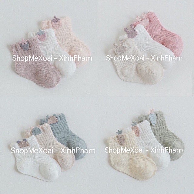 [Size 3-12M] Combo 5 đôi Tất lưới đàn hồi cho bé cực xinh xịn