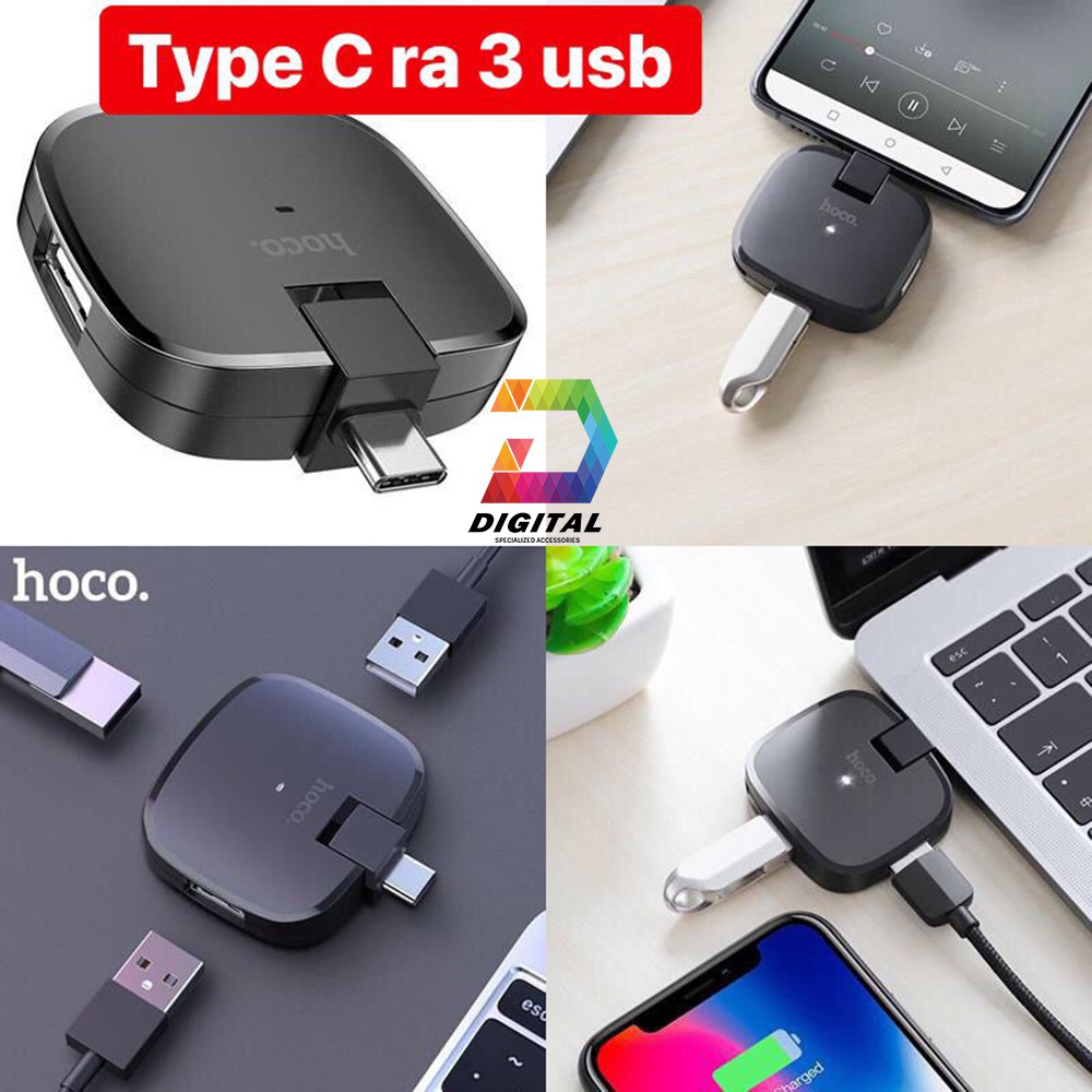 Hub Hoco HB11 Chuyển Cổng Type C Ra USB Chính Hãng