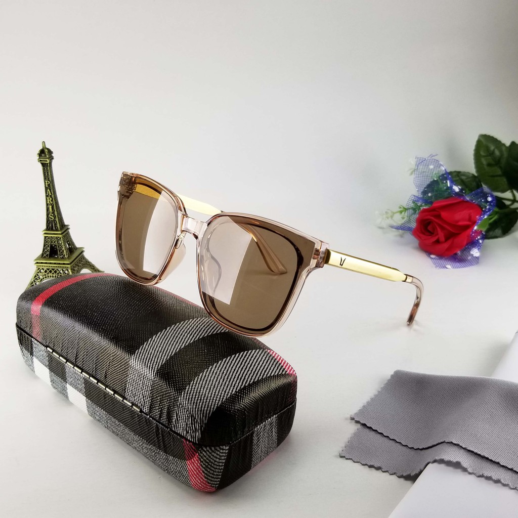 Kính mát nữ thời trang màu nâu và đen 6035, gọng kim loại nhẹ ôm mặt (Giá sỉ) | BigBuy360 - bigbuy360.vn