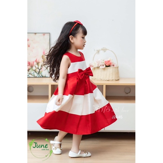 Đầm dự tiệc trắng đỏ cho bé gái 1-10Y