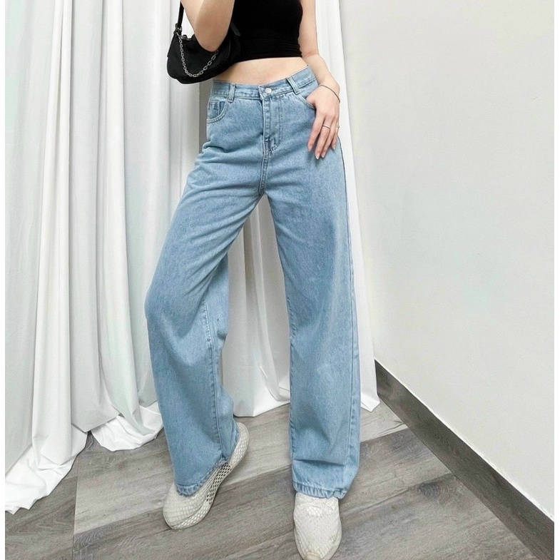 Quần jeans ống xuông nữ , quần jeans ống Xuông đen 2 cúc, 1 cúc, xuông móc cạp 1 cúc  dáng chuẩn đủ size  SML | BigBuy360 - bigbuy360.vn