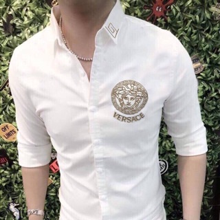 Áo somi nam lụa thêu versace