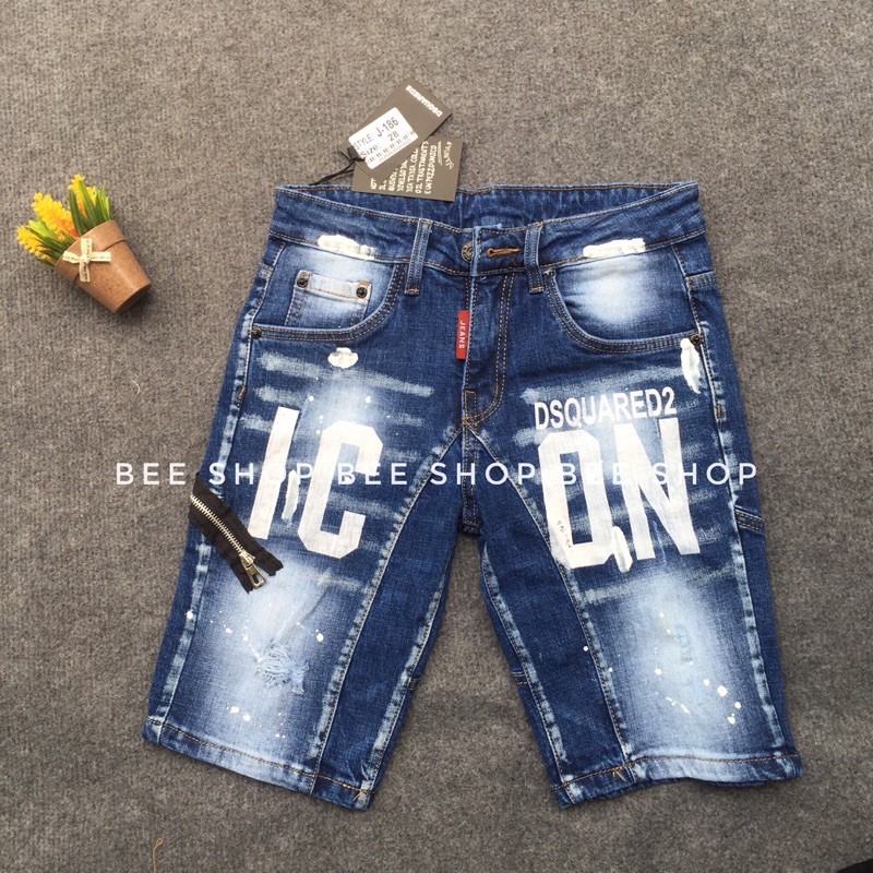 Quần bò ngố Icon khoá chéo, quần jean nam, quần short bò giá rẻ - Bee Shop