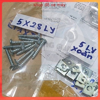 ốc vít /nẹp xoắn 5 ly gắn dàn áo xe ( combo gói 20 con) - sp Hot