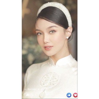 Áo dài chữ hỷ, Bờm tóc bờm đá cô dâu đính pha lê đẹp lấp lánh
