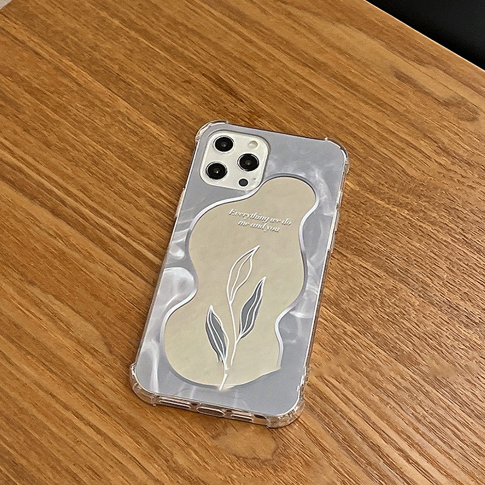 Ốp điện thoại TPU mềm họa tiết chiếc lá và gương trang điểm chống bụi cho IPhone 13 12 11 Pro Max X XR 8 7 Plus | BigBuy360 - bigbuy360.vn