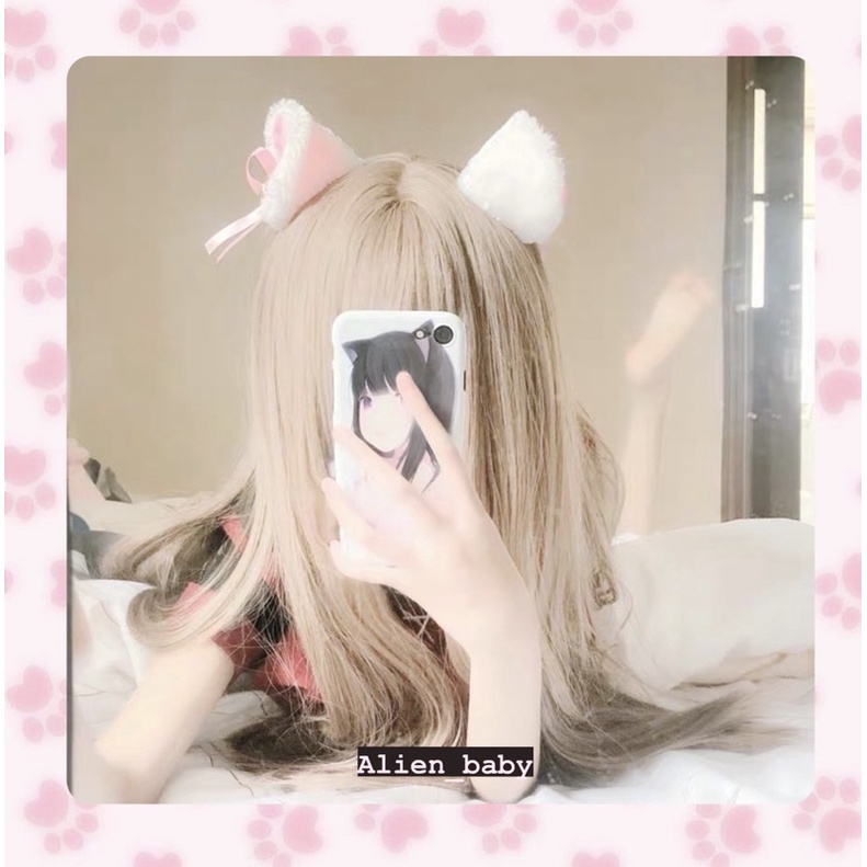 SẴN kẹp tóc tai mèo cosplay cute màu trắng