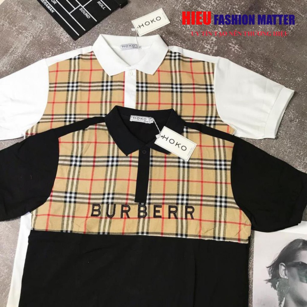 Áo phông Nam Nữ ⚡FREE SHIP ⚡ Áo polo Burberry kẻ ngang 😍😍😍