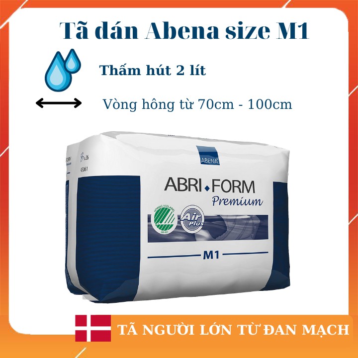 [Thấm hút 2 lít] Tã dán người lớn Abena Abri Form M1 nhập khẩu từ Đan Mạch gói 10 miếng