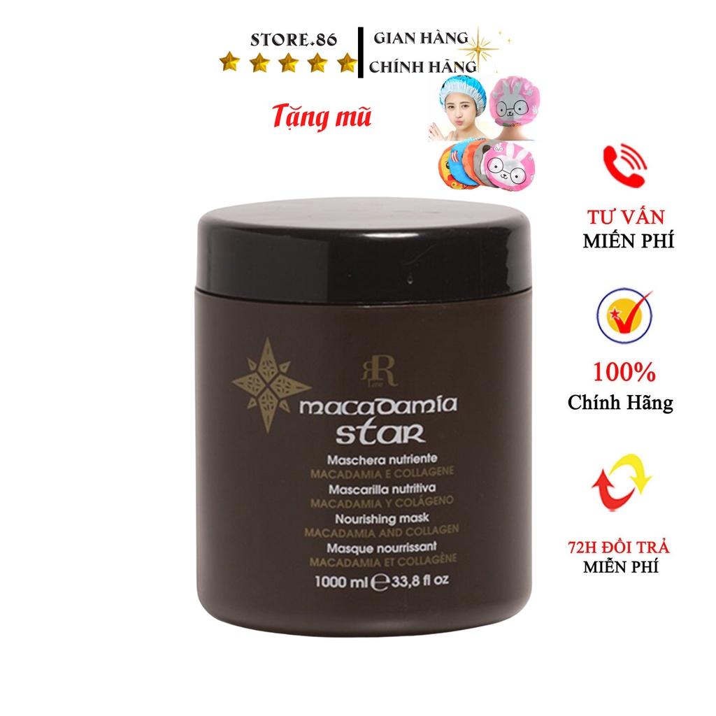 Ủ tóc collagen  hấp phục hồi tóc kem hấp hấp tóc dầu ủ tóc  MACADAMIA STAR hũ 1000ml hàng chính hãng