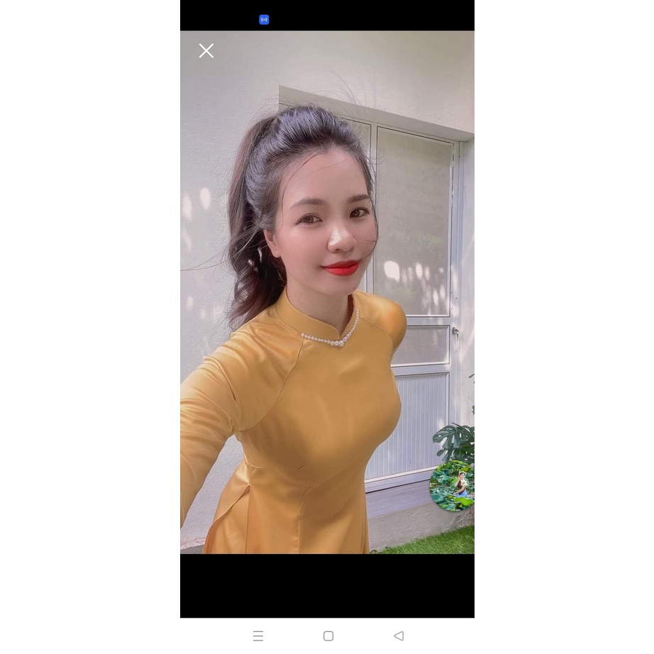 Áo Dài Lụa Ngọc Trai Đính Hạt- Áo Dài CÀ Ri