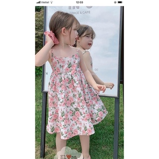 Váy maxi cho bé gái, váy 2 dây hoa nhí cho bé gái 8-22kg