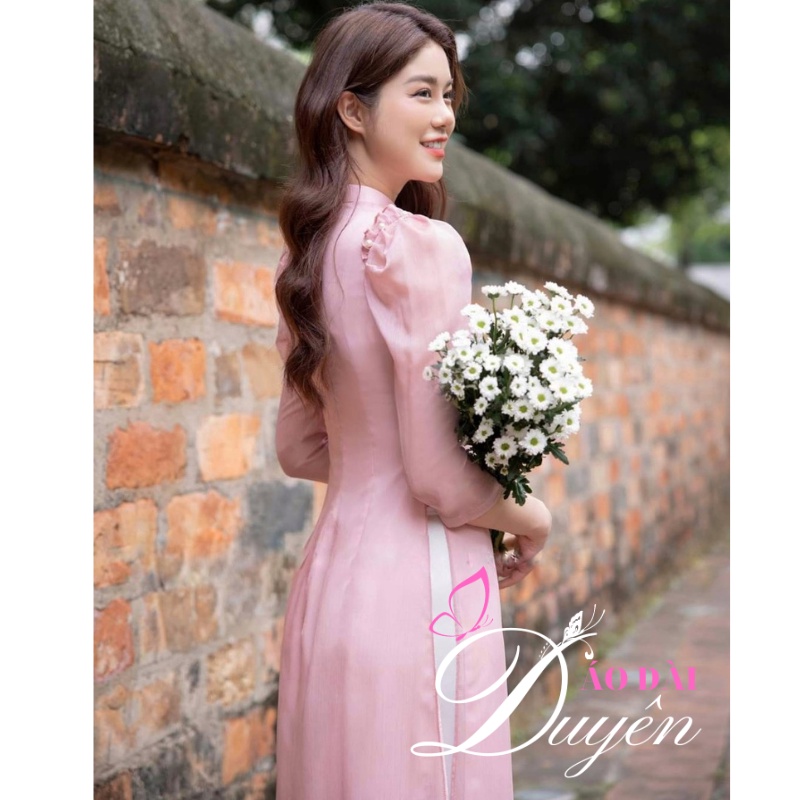 Áo dài cách tân 4 tà đính kết trai trên vai siêu đẹp phù hợp lễ tết