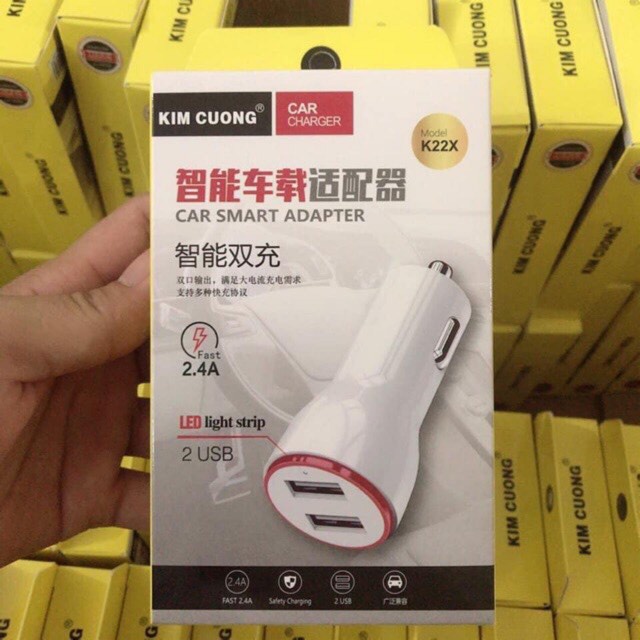 Tẩu Sạc Nhanh Oto Kim Cương K22X- 2USB 2.4A Chính Hãng - Bảo hành 12 tháng