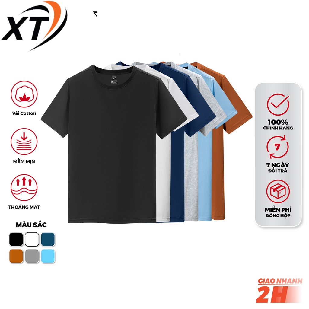 Áo phông, Áo Thun Nam Cổ Tròn unisex nam nữ vải Cotton co giãn dày dặn phông trơn basic tay ngắn