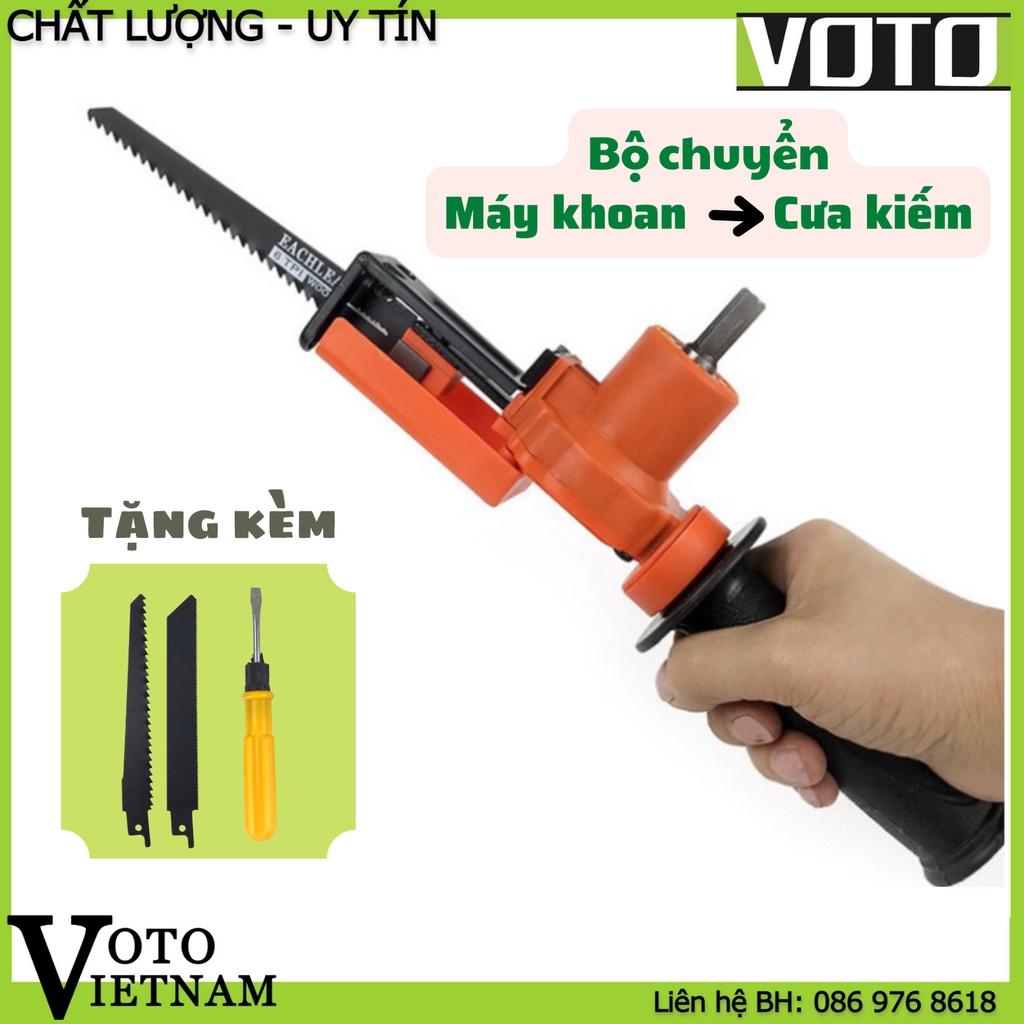 Bộ chuyển đổi máy khoan cầm tay sang máy cưa kiếm mini tặng kèm 2 lưỡi cưa