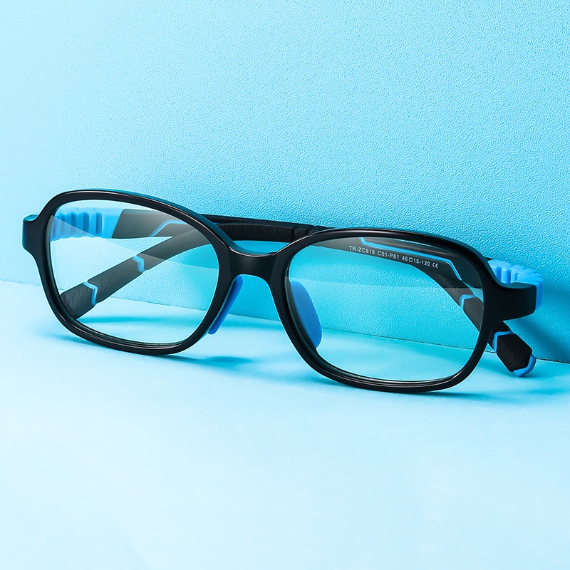 Mắt kính gọng silicon co giãn hình oval màu xanh dương thời trang cho bé trai và bé gái RZ1086 ROZA