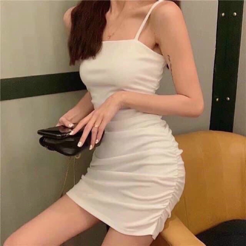 Đầm Hai Dây Nhún Body Cực Xinh
