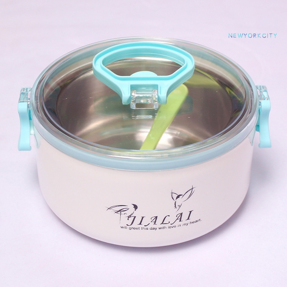 Hộp Đựng Thức Ăn Trưa Hình Tròn Bằng Thép Không Gỉ Chống Rò Rỉ Có Nắp Đậy