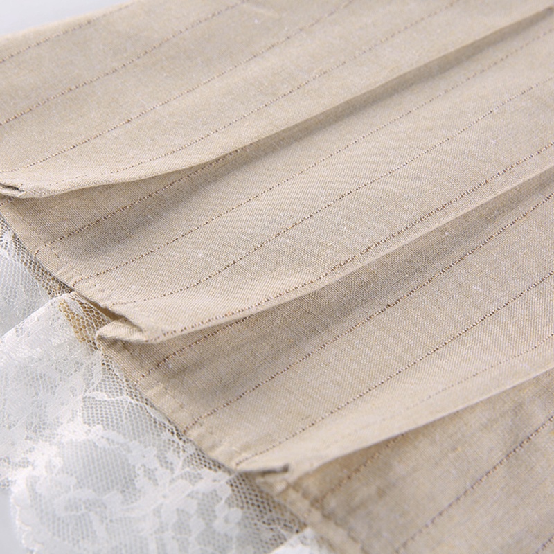 Chân Váy Kaki Mini Xếp Ly Cài Nút Phong Cách Harajuku Cổ Điển Hai Lớp Phối Kẻ Sọc Có Khóa Kéo Cho Nữ Sinh