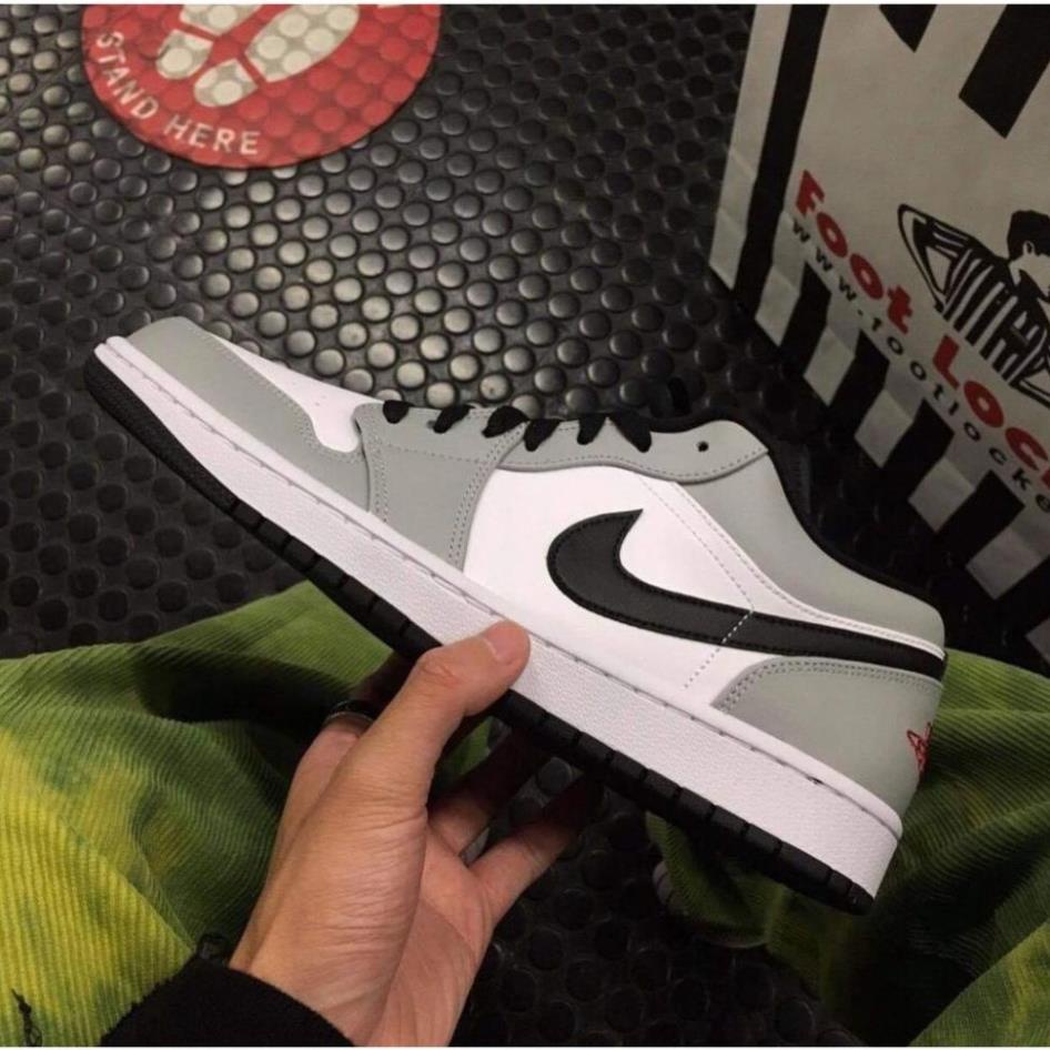 Giày Sneaker Nam Nữ Giá Rẻ, Giày Thể Thao Nike Air Jordan 1 Xám Low, JD1 Cổ Thấp Gót Đỏ Da Cao Cấp Thoáng Khí -ju2 ! {